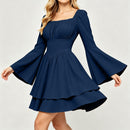 8 Kinds Medieval Victorian Cosplay Slim Waist Solid Color Bell Sleeve Above Knee Dress