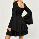 8 Kinds Medieval Victorian Cosplay Slim Waist Solid Color Bell Sleeve Above Knee Dress