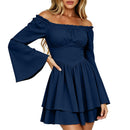 8 Kinds Medieval Victorian Cosplay Slim Waist Solid Color Bell Sleeve Above Knee Dress