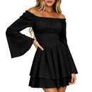 8 Kinds Medieval Victorian Cosplay Slim Waist Solid Color Bell Sleeve Above Knee Dress