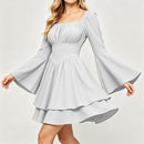 8 Kinds Medieval Victorian Cosplay Slim Waist Solid Color Bell Sleeve Above Knee Dress