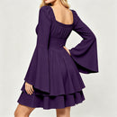8 Kinds Medieval Victorian Cosplay Slim Waist Solid Color Bell Sleeve Above Knee Dress