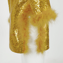 Women Sexy Sequin Deep V neck Feather Trim Bodycon Mini Midi Dress - AwwwCos