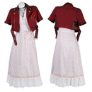 Final Fantasy VII Aerith Gainsborough Cosplay Costume FF7 Red Short Jacket Pink Checkered Dress