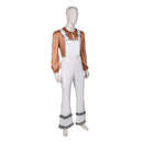 ABBA Band Men Cosplay Costume Brown Striped Top White Overall - AwwwCos