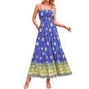 Adjustable Strap Summer Gown Beach Floral Boho Dress With Pockets