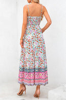 Adjustable Strap Summer Gown Beach Floral Boho Dress With Pockets