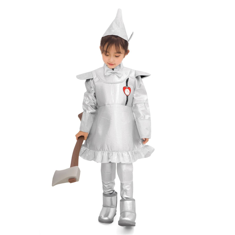 Adult Children Tin Men Silver Jacket Coat Pants with Funnels Hat Fairy Tale Suits - AwwwCos