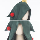 Adult Christmas Tree Cosplay Costume Hooded Sparkling Tassel Green Cloak