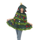 Adult Christmas Tree Cosplay Costume Hooded Sparkling Tassel Green Cloak