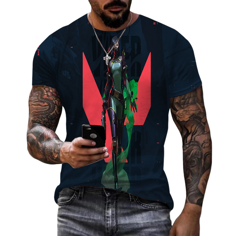 Adult Game Valorants Fan Video Shirts Unisex Black Short Sleeve T-Shirt - AwwwCos