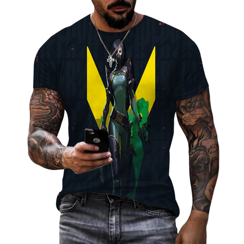 Adult Game Valorants Fan Video Shirts Unisex Black Short Sleeve T-Shirt - AwwwCos