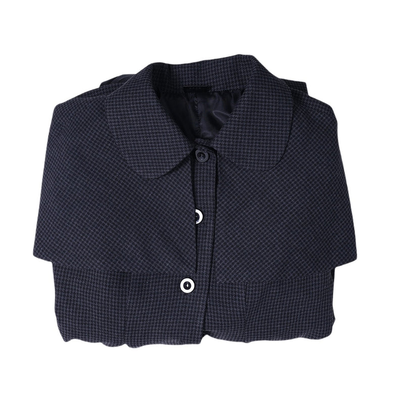 Adult Girls Addams Cosplay Costume Houndstooth Single Breasted Trench - AwwwCos