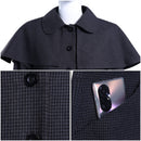 Adult Girls Addams Cosplay Costume Houndstooth Single Breasted Trench - AwwwCos