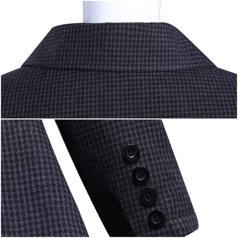 Adult Girls Addams Cosplay Costume Houndstooth Single Breasted Trench - AwwwCos