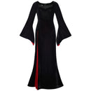 Adult Girls Morticia Cosplay Bell Sleeve Black Trumpet Dress - AwwwCos