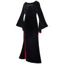 Adult Girls Morticia Cosplay Bell Sleeve Black Trumpet Dress - AwwwCos