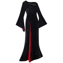 Adult Girls Morticia Cosplay Bell Sleeve Black Trumpet Dress - AwwwCos
