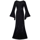 Adult Girls Morticia Cosplay Bell Sleeve Black Trumpet Dress - AwwwCos
