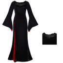 Adult Girls Morticia Cosplay Bell Sleeve Black Trumpet Dress - AwwwCos