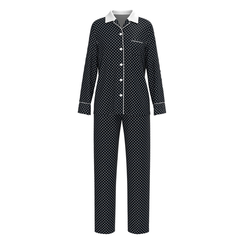 Adult Girls Wednesday Addams Cosplay Costume White Polka Dot Black Pajamas - AwwwCos