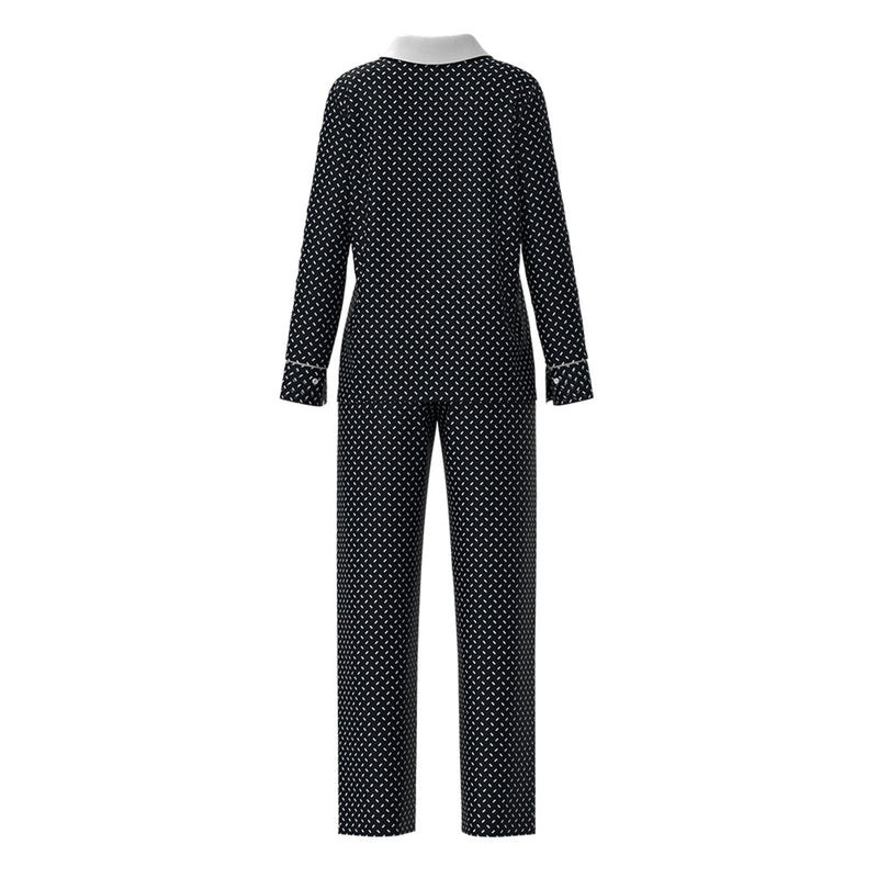 Adult Girls Wednesday Addams Cosplay Costume White Polka Dot Black Pajamas - AwwwCos