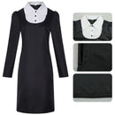 Adult Girls Wednesday Cosplay Black Long Sleeve Knee Length Dress - AwwwCos