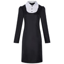 Adult Girls Wednesday Cosplay Black Long Sleeve Knee Length Dress - AwwwCos