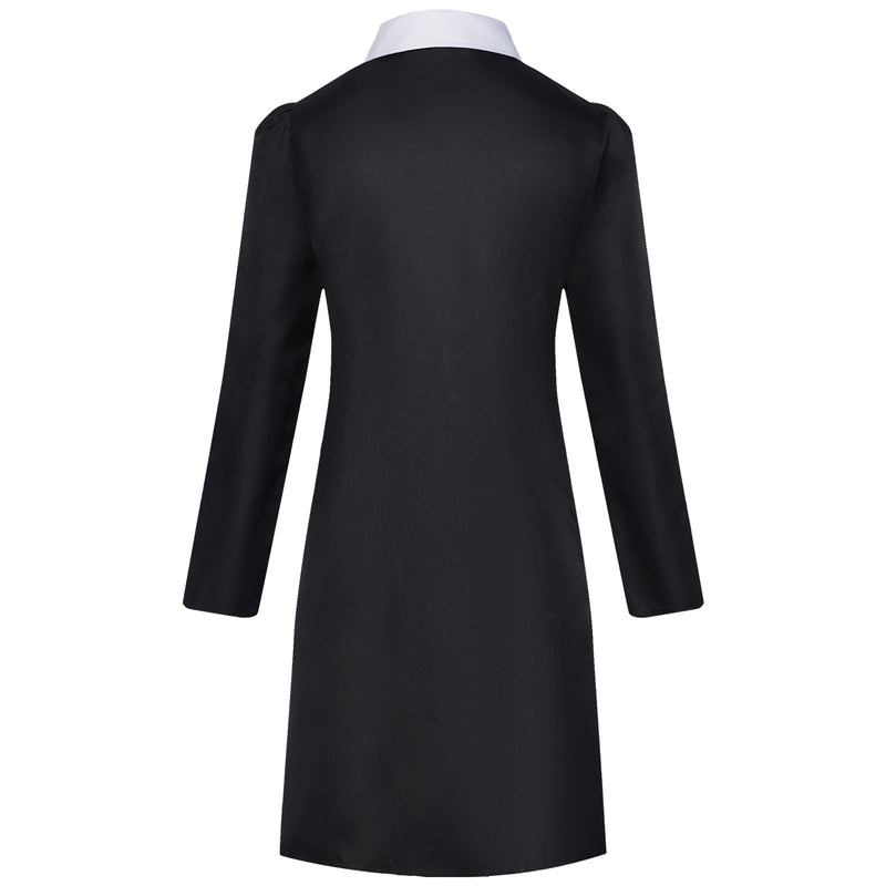 Adult Girls Wednesday Cosplay Black Long Sleeve Knee Length Dress - AwwwCos