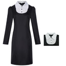 Adult Girls Wednesday Cosplay Black Long Sleeve Knee Length Dress - AwwwCos