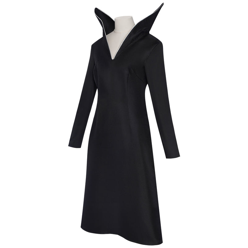 Adult Girls Wednesday Cosplay Black Stand Collar A Line Dress - AwwwCos