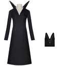 Adult Girls Wednesday Cosplay Black Stand Collar A Line Dress - AwwwCos
