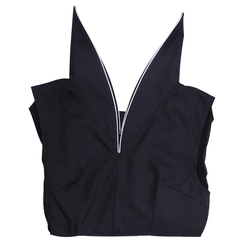 Adult Girls Wednesday Cosplay Black Stand Collar Knee Length Black Dress - AwwwCos