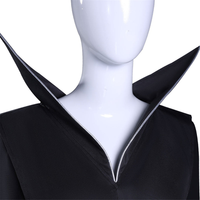 Adult Girls Wednesday Cosplay Black Stand Collar Knee Length Black Dress - AwwwCos