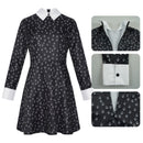 Adult Girls Addams Cosplay Long Sleeve Floral Black Mini Dress - AwwwCos