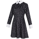 Adult Girls Addams Cosplay Long Sleeve Floral Black Mini Dress - AwwwCos