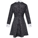 Adult Girls Addams Cosplay Long Sleeve Floral Black Mini Dress - AwwwCos