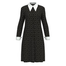 Adult Girls Wednesday Cosplay Long Sleeve Polka Dot Dress Black Ball Gown Wig - AwwwCos