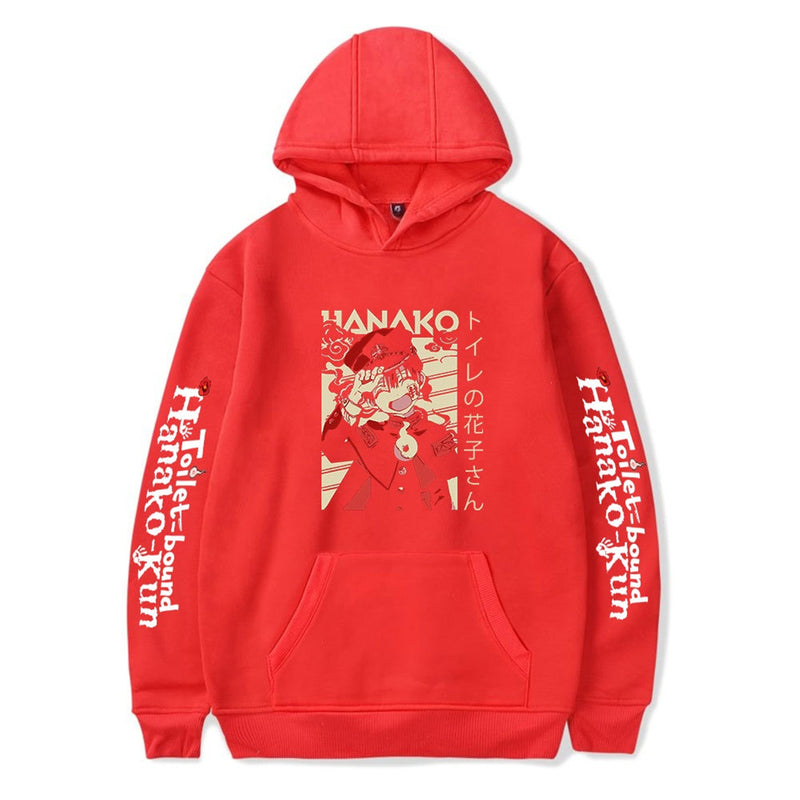 Adult Hanako Kun Cosplay Yugi Tsukasa Costume Red Character Print Hoodie - AwwwCos