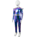 Adult Kid Alien Cosplay Roleplay Shiny Metallic Zipper Back Jumpsuit - AwwwCos
