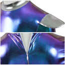 Adult Kid Alien Cosplay Roleplay Shiny Metallic Zipper Back Jumpsuit - AwwwCos