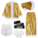 Adult Men Gold Deluxe Velvet Christmas Party Santa Claus Cosplay Premium Suit - AwwwCos