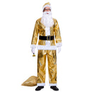 Adult Men Gold Deluxe Velvet Christmas Party Santa Claus Cosplay Premium Suit - AwwwCos