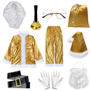 Adult Men Gold Deluxe Velvet Christmas Party Santa Claus Cosplay Premium Suit - AwwwCos