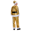 Adult Men Gold Deluxe Velvet Christmas Party Santa Claus Cosplay Premium Suit - AwwwCos