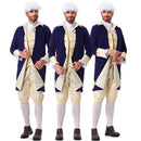 Adult Men Military Cosplay Costume Colonial Uniform Blue Coat Ivory Vest Shorts - AwwwCos