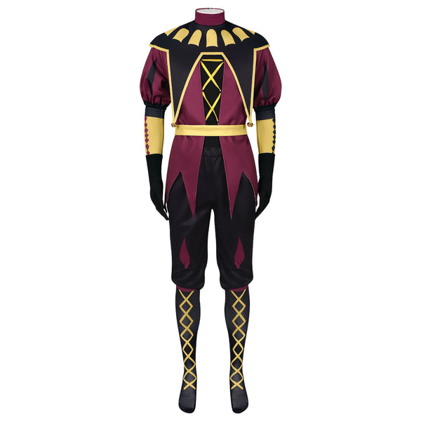 Adult Men The Freak Circus Pierrot Cosplay Costume Burgundy Red Outfits - AwwwCos