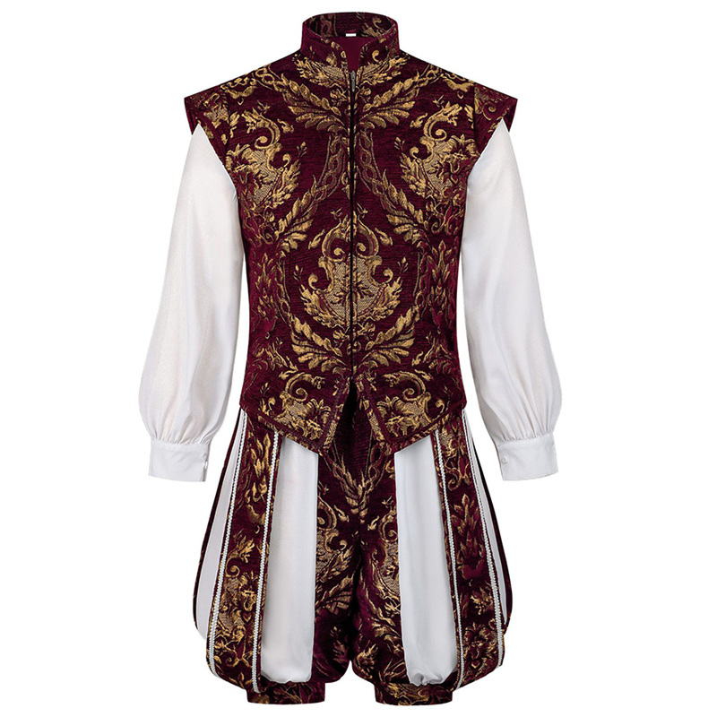 Adult Men Victorian Retro Court Bronzing Vest Pants - AwwwCos
