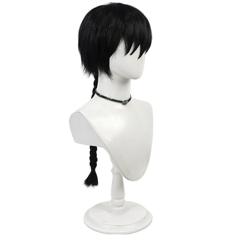 Adult Ranma Cosplay Wig 60 cm Black Dough-twist Pigtail