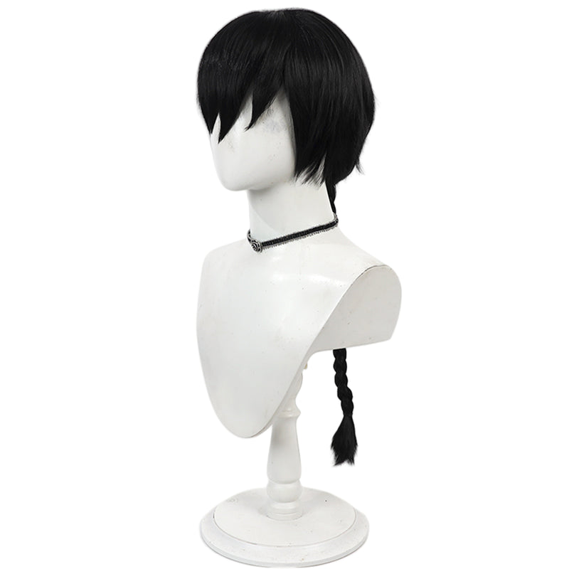 Adult Ranma Cosplay Wig 60 cm Black Dough-twist Pigtail